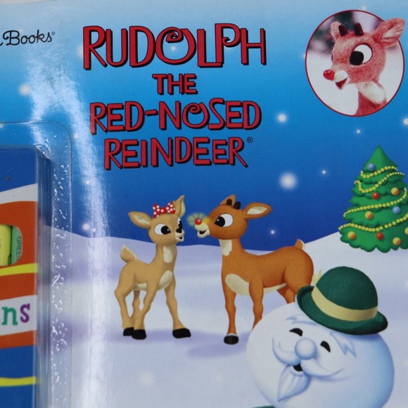 2002 Golden Books Rare Rudolph The Red Nose Reindeer Colouring Book with Crayons - Picture 3 of 10